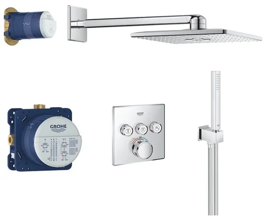 Grohe Grohtherm SmartControl duschset med Rainshower SmartActive 310 Cube, krom