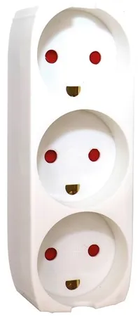 Gripo vägguttag med 3 uttag och jordning, vit